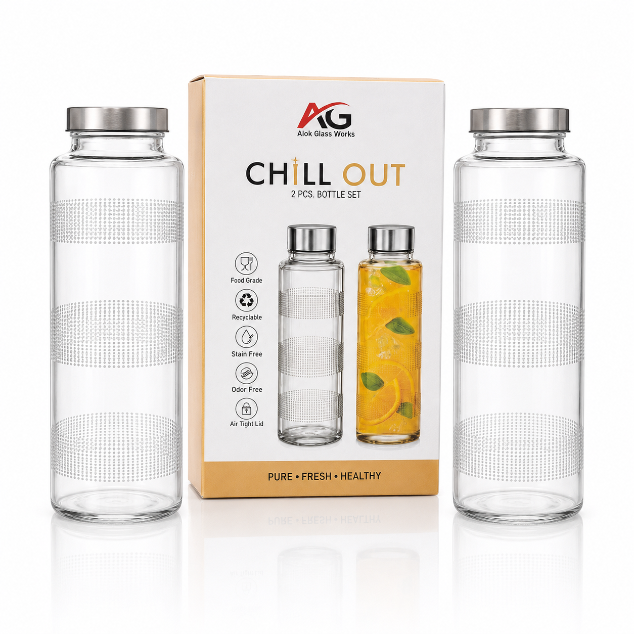 750ml  Chill Out Glass Bottle (2pc)